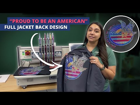 Full Jacket Back "Proud to be an American" Design | ProSpangle Bling Machine