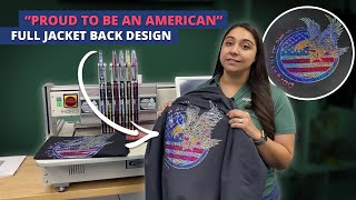Full Jacket Back "Proud to be an American" Design | ProSpangle Bling Machine screenshot 3
