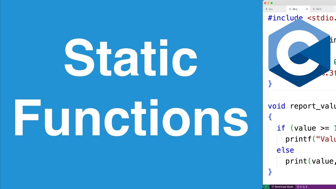 Static Functions C Programming Tutorial YouTube
