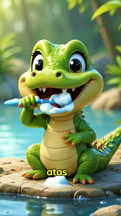 Buaya Kecil Belajar Sikat Gigi. #ceritaanak #kartunanak #animasianak #ai #buayalucu