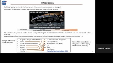 Lunar Surface Science Workshop: Plume-Surface Interactions: Weaver A. B.