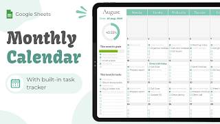 Monthly Calendar in Google Sheets — With Task Tracker & Auto Filled Annual Calendar