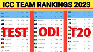 ICC Team Ranking 2023 | Top 10 T20, ODI, Test Team Ranking 2023 | Cricket