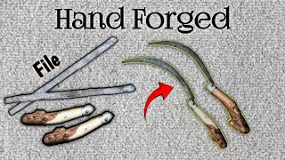 Old Man Making Great Sickle | How To Make A Sickle | Hand Forged DAMASCUS SICKLE out of Rusted File