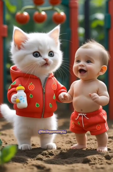 Cute cat sings if you like it with baby #cutecat #cat #singingcat #cutebaby #viral