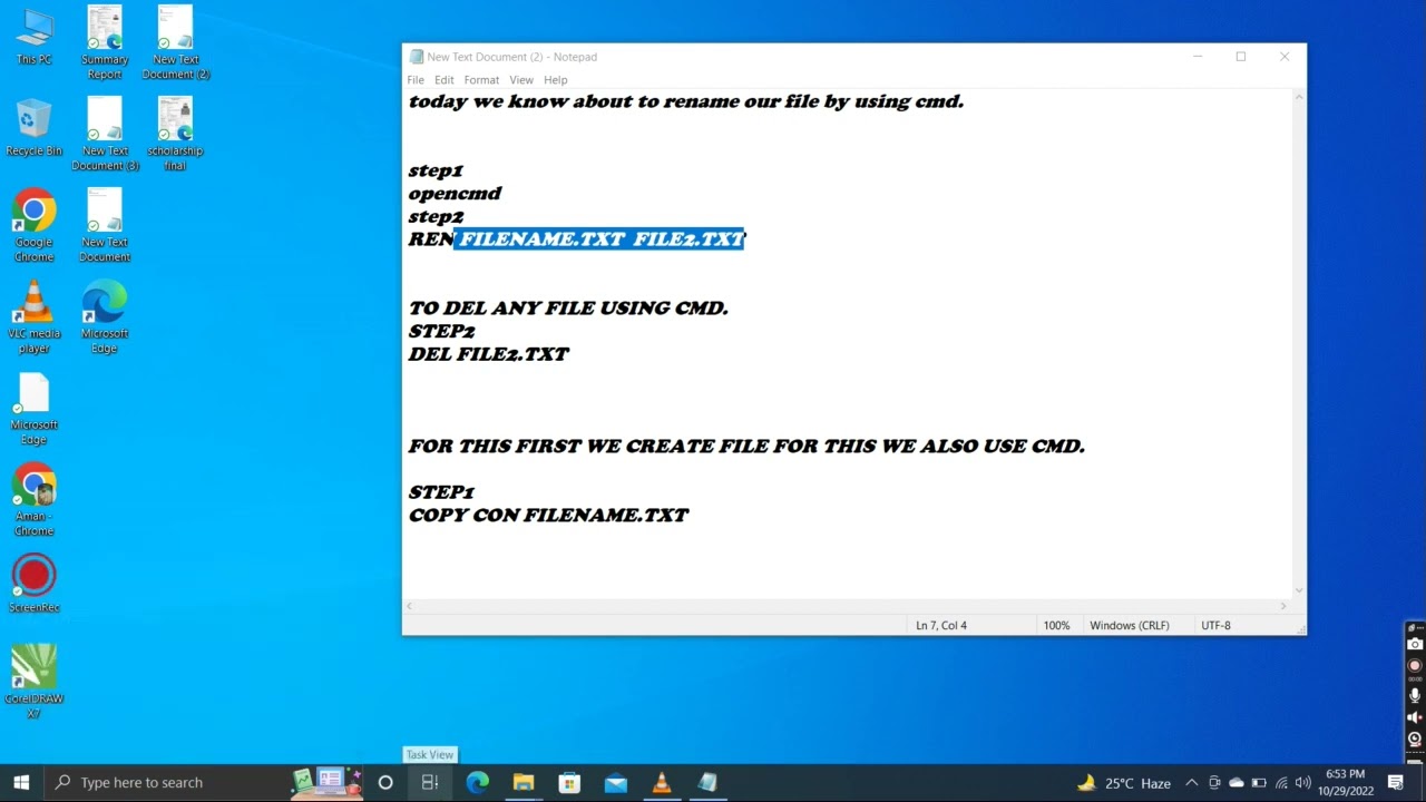 CREATE ,RENAME,AND DELETE FILE/FOLDER USING CMD   COMMAND PROMPT HACK