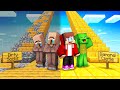 JJ and Mikey vs Villagers Stairs Battle in Minecraft - Maizen