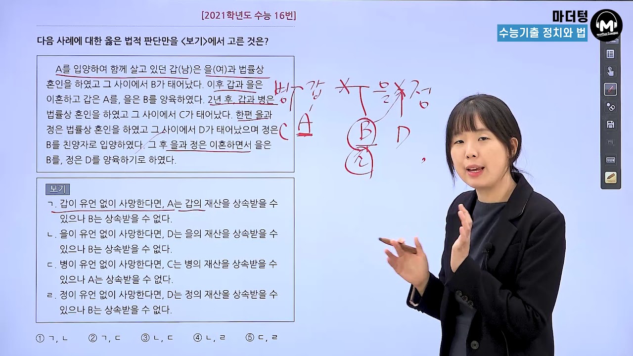 마더텅] [정치와 법] 2021학년도 수능 16번 (해설 : 유스티 선생님) - Youtube