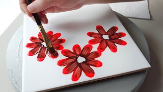 (903) Red & Black flowers | Easy painting ideas | Fluid Acrylic | Designer Gemma77