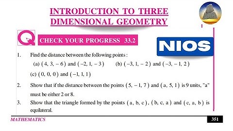 Nios, Class -12, Ch-33, Introduction to three dimensional geometry,Ex-33.2,Q-3