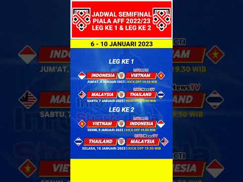 Jadwal Semifinal Piala AFF 2022 - Indonesia vs Vietnam - Malaysia vs Thailand - Live RCTI