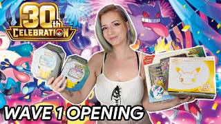 Full Opening EVERY Pokemon 30th Celebration Wave 1 Box! (Elite Trainer Box, EX Boxes & Tins) News
