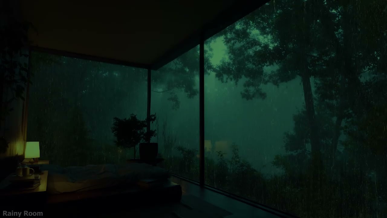 Gentle Rain & Distant Thunder 🌧️ Dark Bedroom Ambience | Deep Sleep & Peaceful Night Rest