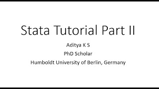 Stata Tutorial part II