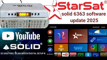 1️⃣ Starsat Latest Software 2025 | Solid 6363 HD Box New Update | GX6605S HW203 100% Working Upgrade
