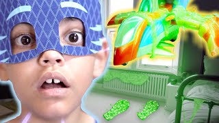 PJ Masks in Real Life: Trapped in SLIME! | Halloween PJ Masks