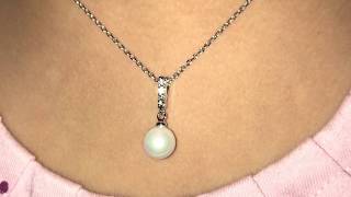 Cate & Chloe Gabrielle 18k White Gold Chain Pearl Cluster Pendant Necklace w/Swarovski Crystals