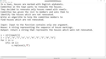 Wipro previous coding question in python telugu ||remove vowels from string story type question