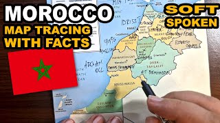 MOROCCO map drawing with all regions facts and interesting curiosities | ASMR tracing soft spoken screenshot 1