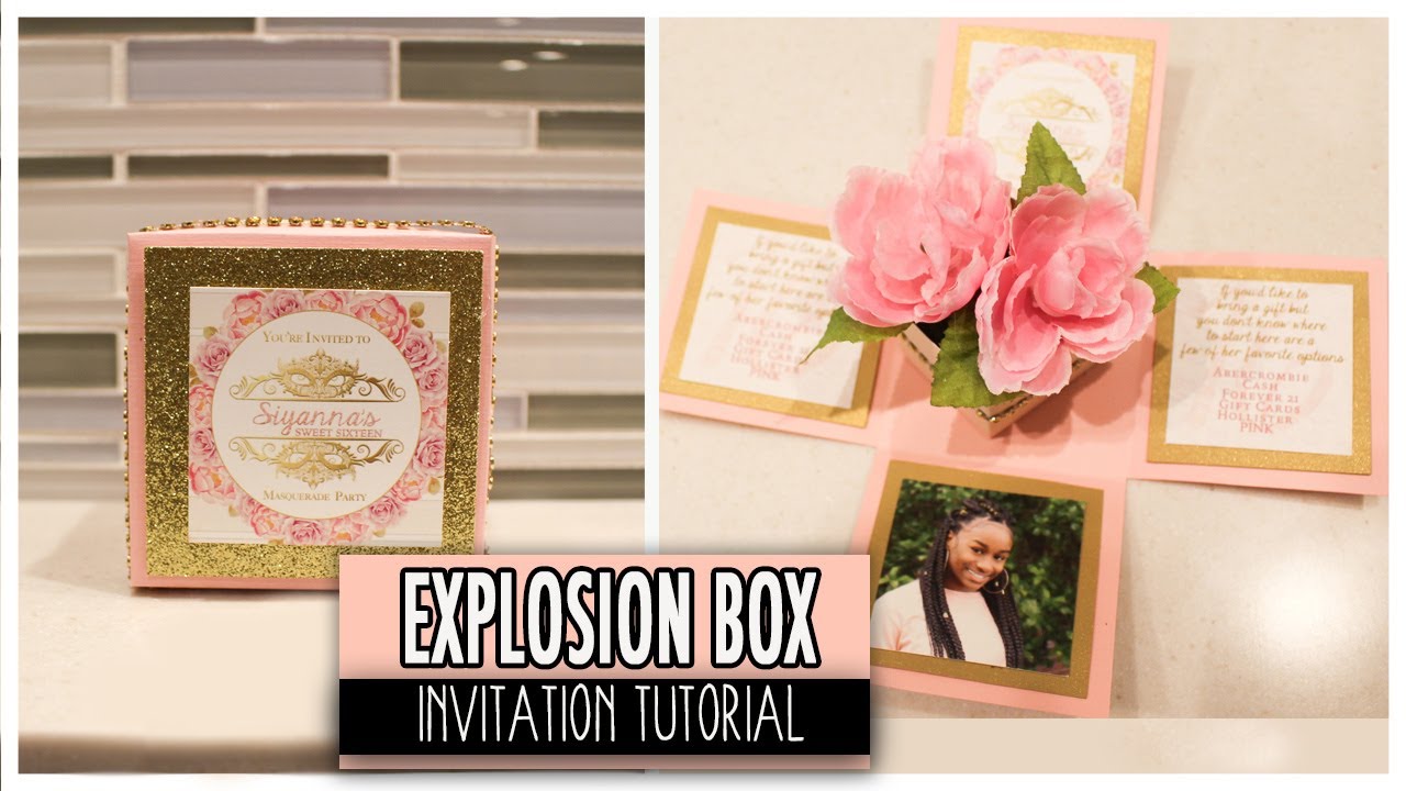 Explosion invitation box | Sweet Sixt een| Cricut - YouTube