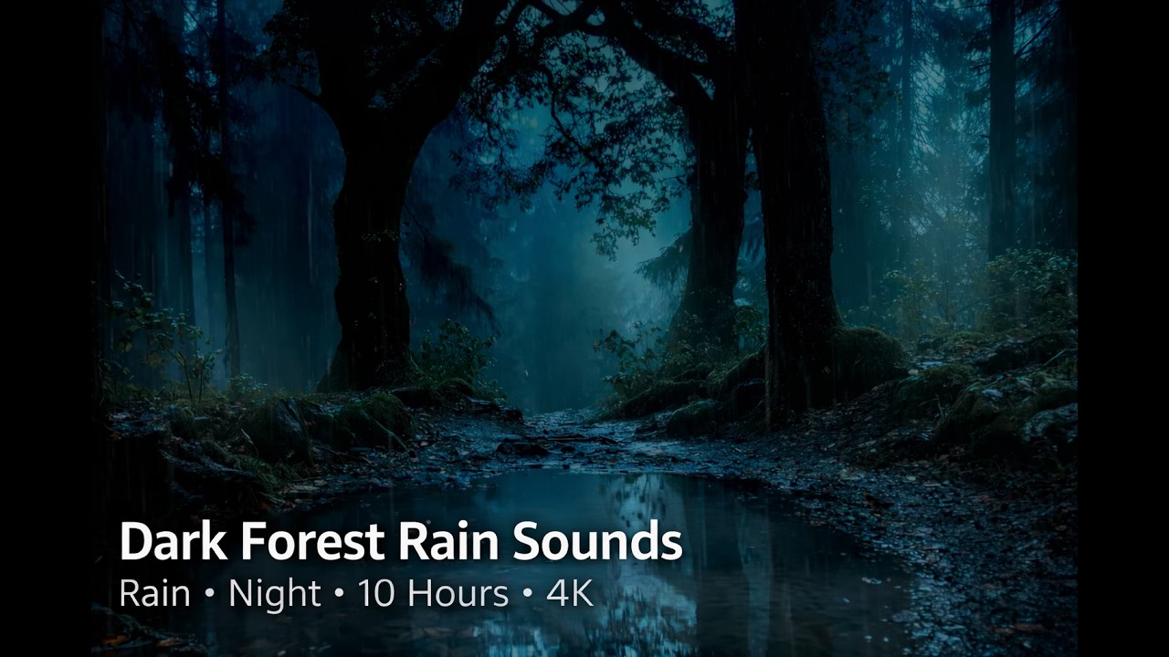 4K Dark Forest Rain Sounds 🌧️ 10 Hours of Deep Sleep Ambience