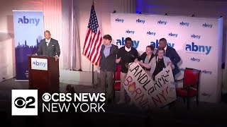 Protesters disrupt Mayor Adams' speech on new NYC skyscraper