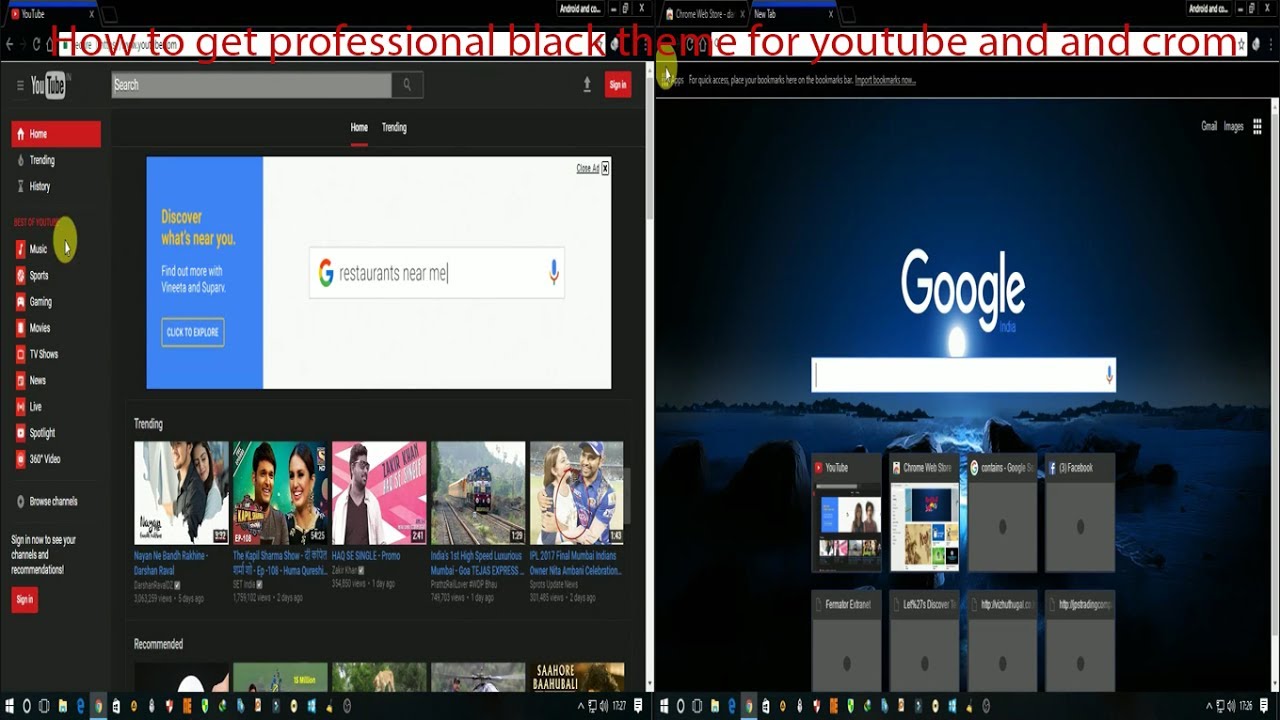 How To Get Professional Looking Dark Theme For Google Chrome And YouTube In Pc YouTube
