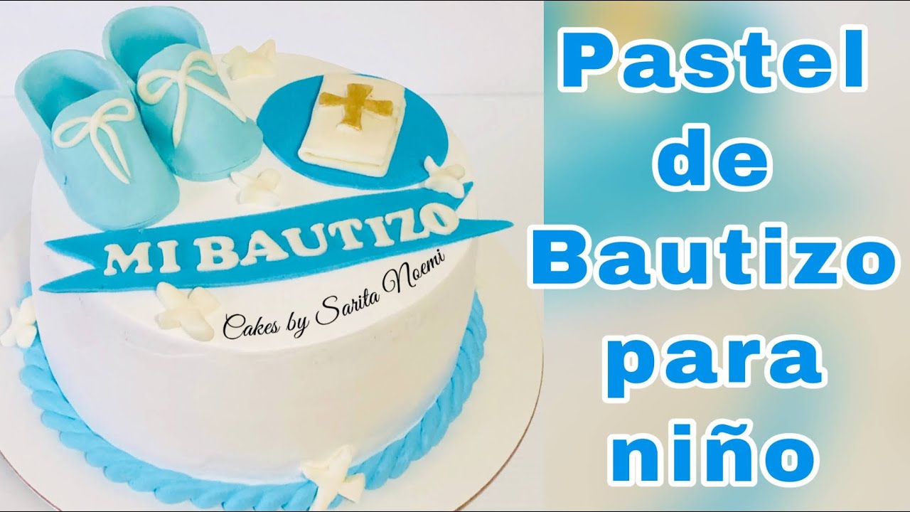 Como Decorar Un Pastel De Bautizo Para Nino How To Decorate A Christening Cake For Boy Youtube