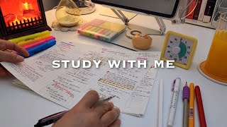 📒2hour STUDY WITH ME pomodoro 50/10 | fire crackling 장작타는 소리🔥 + rain sound ⛈️ |  스터디윗미 2시간 공부해요