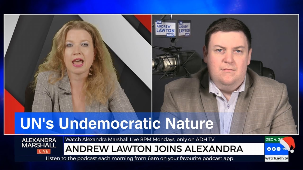 Join Alexandra Marshall and Andrew Lawton as they delve into the questionable policies of the United Nations, from climate goals to unequal influence.<br /><br />Is it time for a reevaluation of the UN's role in global politics?<br /><br />From ‘ Alexandra Marshall Live ’ with Alexandra Marshall Live and on demand at ADH TV, Mondays 8pm.<br /><br />Watch the full video to uncover the truth about the UN's impact on the world and its undemocratic nature.<br />https://watch.adh.tv/videos/andrew-lawton-the-hon-tania-mihailuk-mlc-monday-4-december-2023<br /><br />#ADHTV #UnitedNations #ClimatePolicy #GlobalPolitics #UNReform