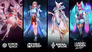 Ahri, Guinevere, Daji, Liliana : Skin Comparison | Wildrift VS HOK VS AOV VS MLBB