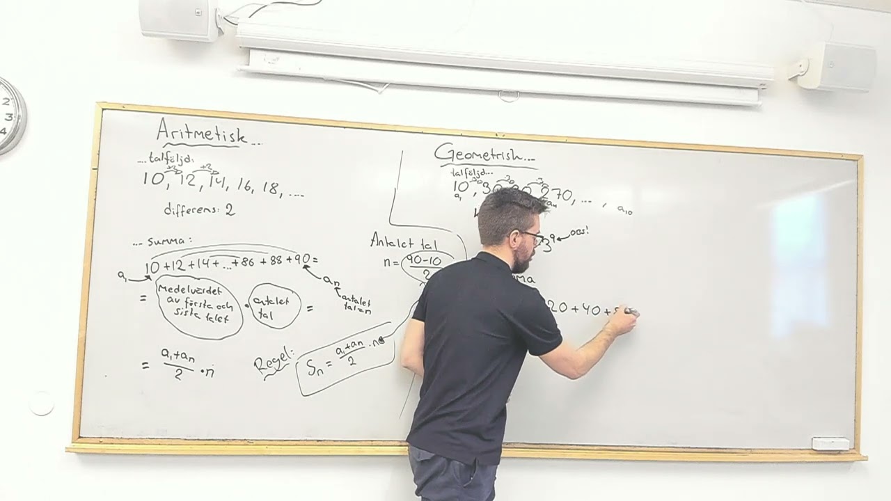 Matematik 5. Aritmetisk talföljd och summa. Geometrisk talföljd och summa. Ostrukturerad genomgång..
