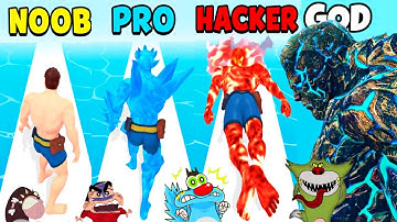 NOOB vs PRO vs HACKER vs GOD In Dna Evolution 3D game | Oggy, Jack, Shinchan, Bob | Dadplay yt ep.2