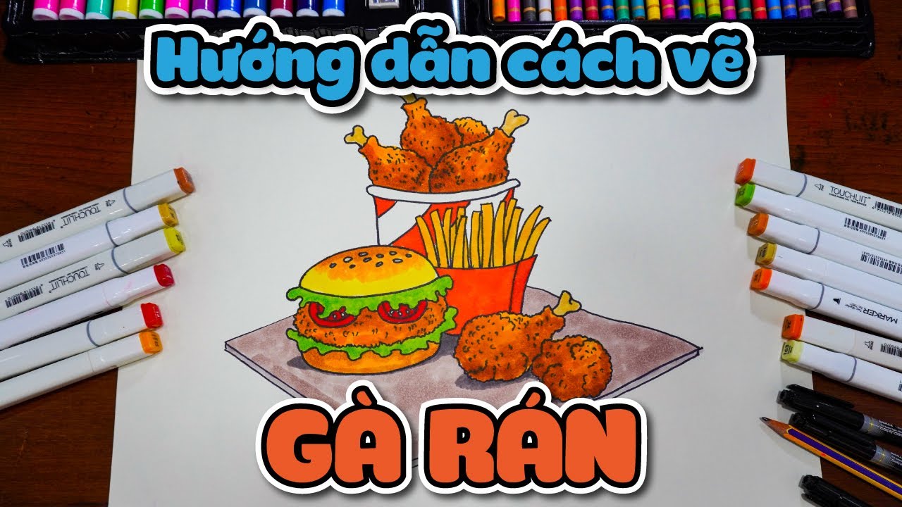 Hướng dẫn vẽ gà rán từng bước dễ hiểu | How to draw... - youtube