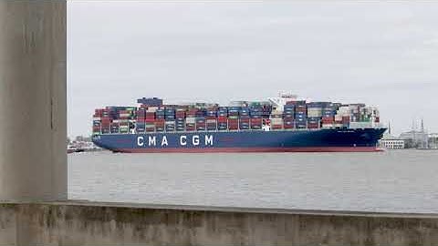 CMA CGM Brazil Cargo ship enters Charleston, South Carolina Harbor