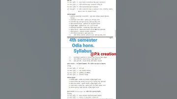 ODIA HONS. 4th Semester Sylabus @P.k Creation #+3, 2nd yr.