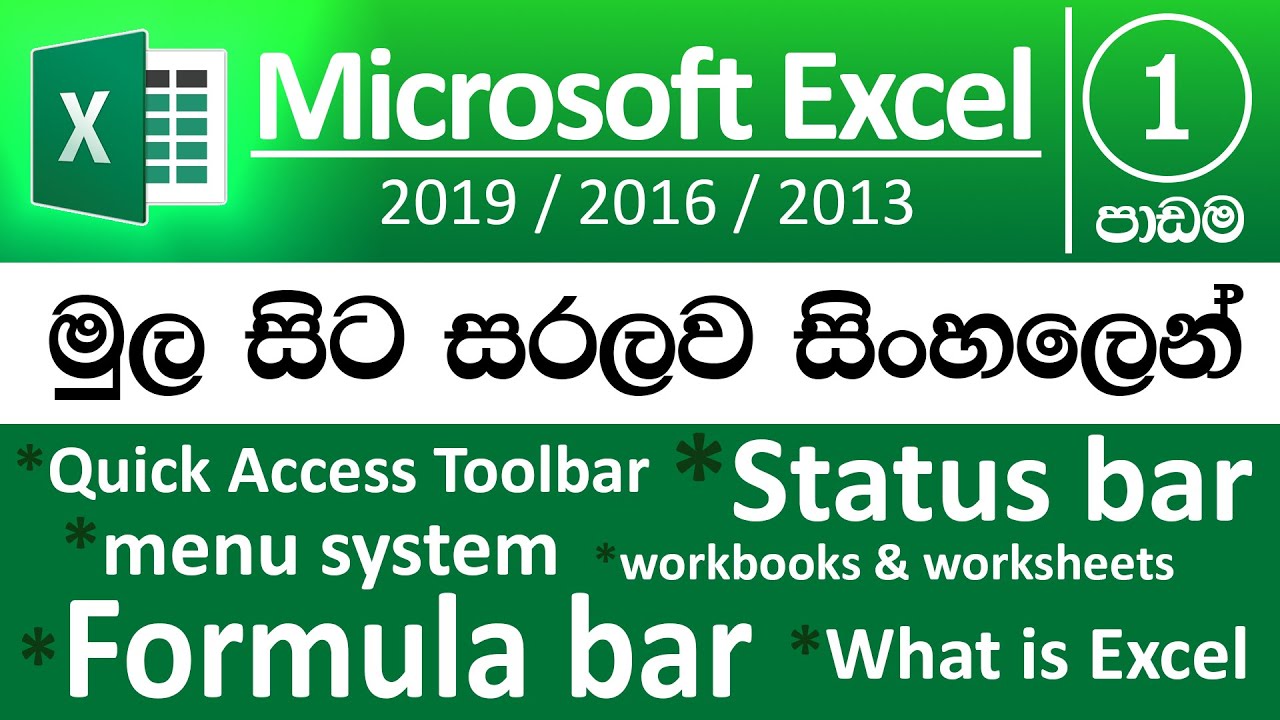 Microsoft Excel for Beginners in Sinhala - Part 01 | 2019/2016/2013