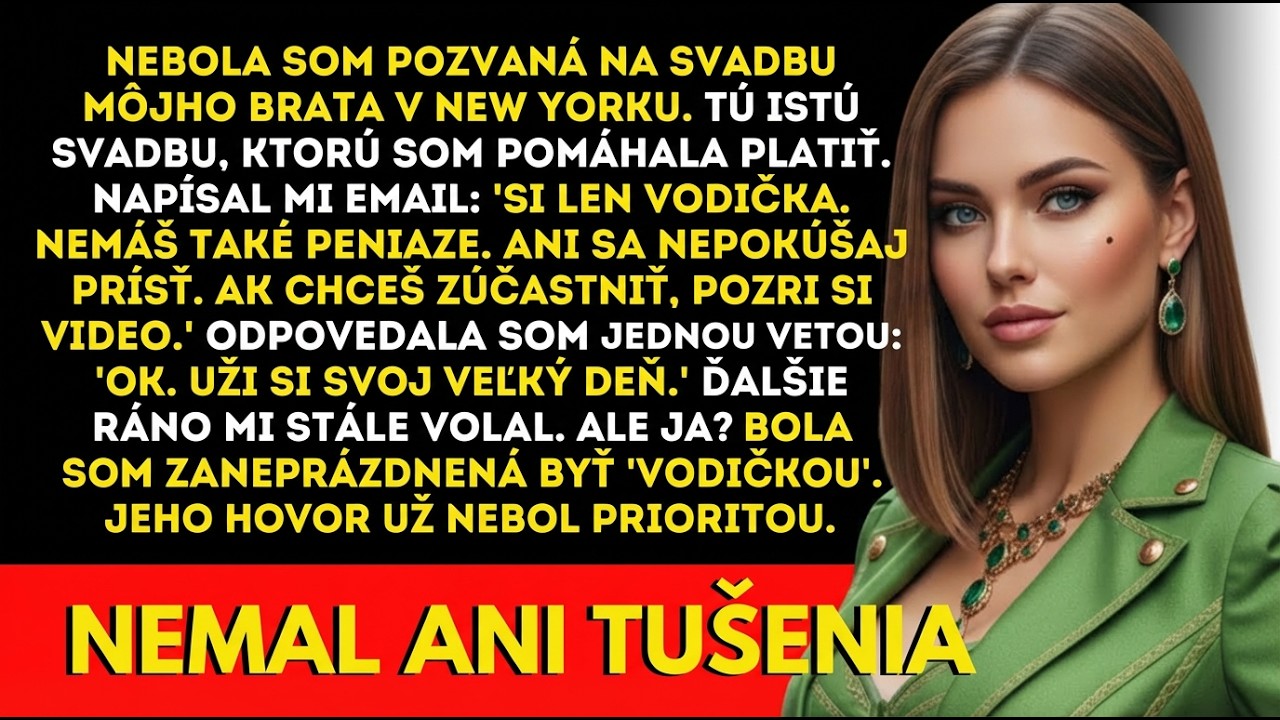 Brat napísal „len vodič“ a vyradil ma zo svadby. Vyšlo najavo, že som platil ja.