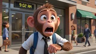 Monkey Running Late for Work 😂🐵 | Funny AI Animation | #shortsfeed