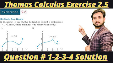 Thomas Calculus Exercise 2.5 Question#1-4 solution| Continuity from Graphs|MSN Mathematician|