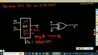 X-OR Logic implementation using 2x1 Multiplexer || 2x1 Mux || XOR Gate