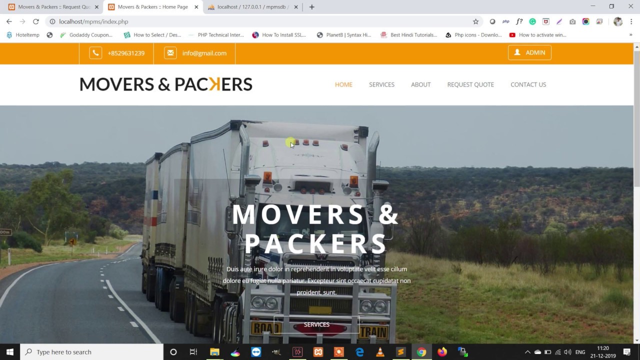 Movers and Packers Management System using PHP and MySQL ,Packers and