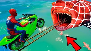 GTA V Mega Ramp Boats, Cars, Motorcycle with Trevor and Friends New Stunt Map Challenge