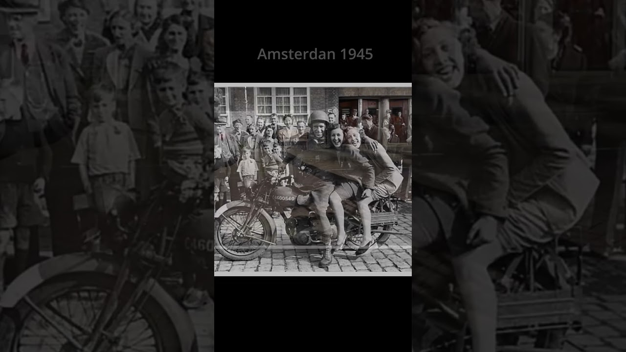 Then and Now: WWII American Soldier Posing with Dutch Girls in Amsterdam 