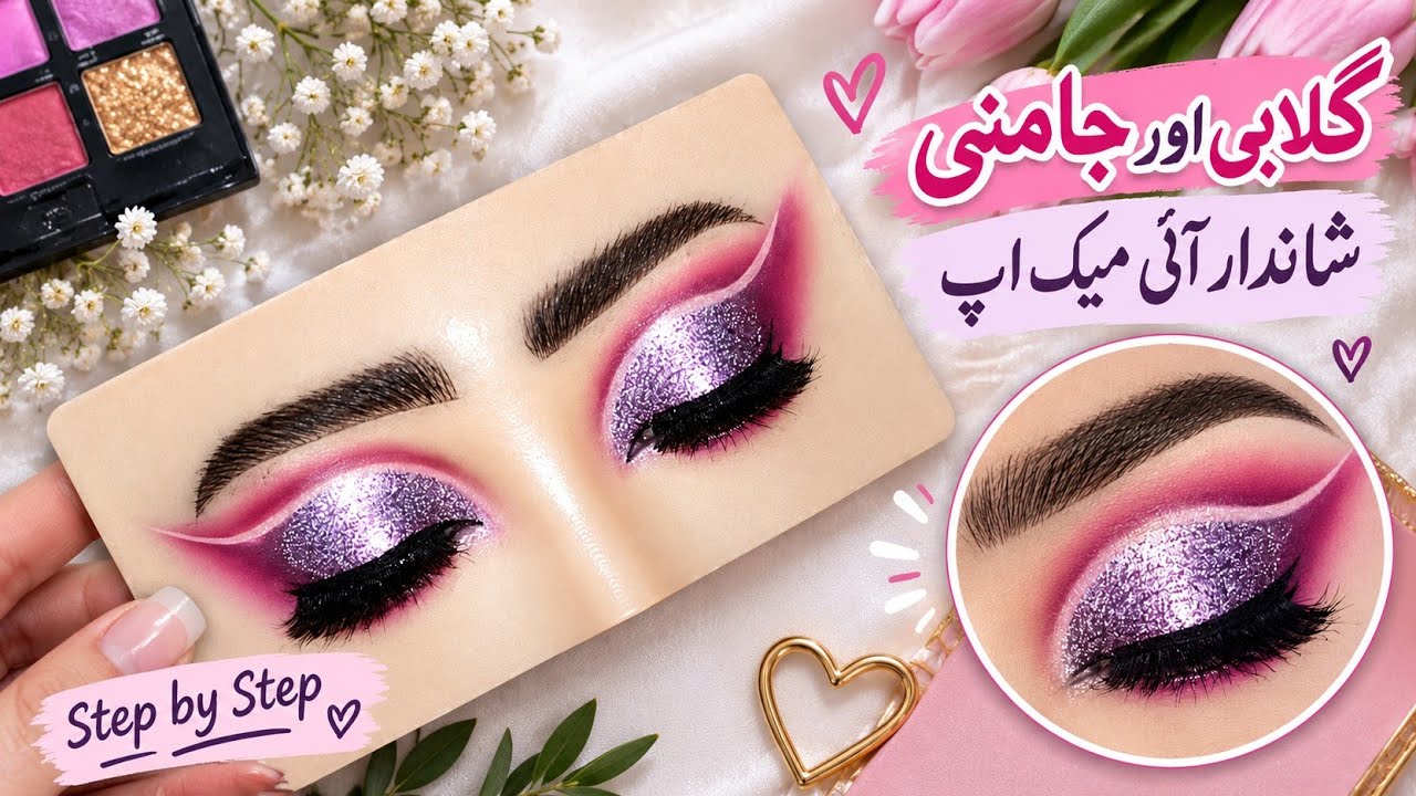 Beautiful Pink & Purple Glitter Eye Makeup Tutorial 💜 | Step by Step ...