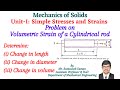 Unit-1 Simple Stresses and Strains I Problem on Volumetric Strain | Cylindrical rod | MoS