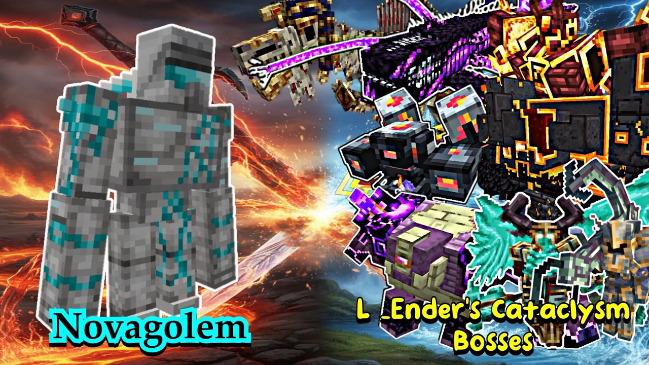Novagolem VS L_Ender 's Cataclysm Bosses | Minecraft |Mobs Battle