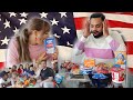 ME AND MY INDIAN HUSBAND TRYING AMERICAN SNACKS FOR THE FIRST TIME | MUKBANG WITH THE MILLER FAM