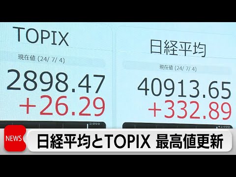 「日本株に対する再評価の動き」　日経平均とTOPIX 最高値更新