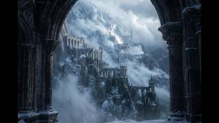 (NO ADS) Window View - Snowy Mountain Rain 10 hour - Fantasy Inspired View Through Castle Window